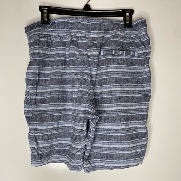 Old Navy Shorts Mens M Linen Blend Blue Striped Drawstring Waist Casual Pocket. - Picture 2 of 6